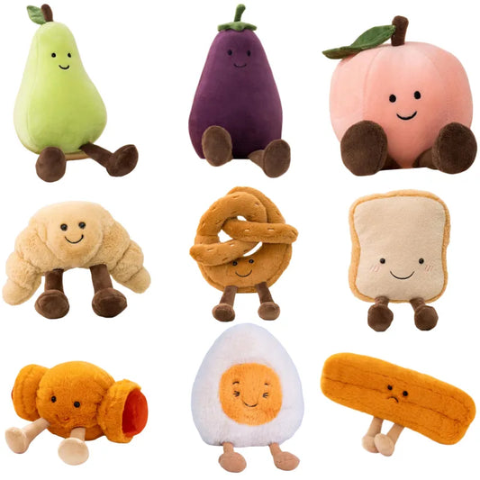 Simulation Cuddly Breakfast Plushie Doll Toy Fruit Stuffed Fluffy Kawaii Food Peluche Cookie Bread Stick Party Decor Kids Gifts