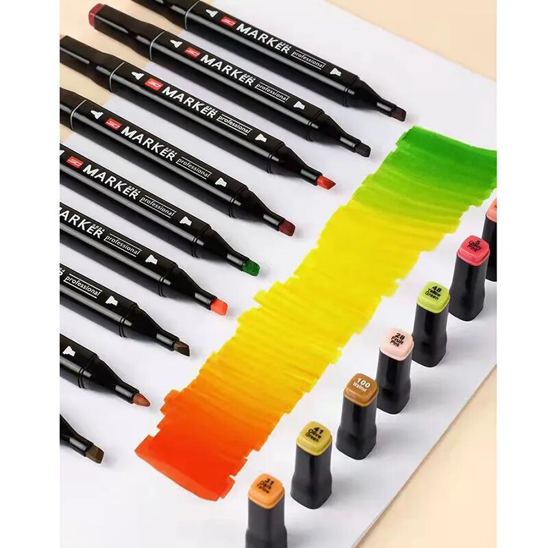 24-168 Colors Oily Art Marker Pen Set for Draw Double Headed Sketching Oily Tip Based Markers Graffiti Manga School Art Supplies