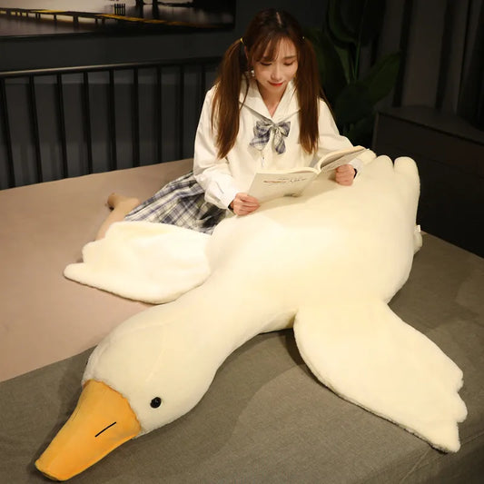 GIANT Duck Plush Toy 190cm Kawaii Big White Goose Stuffed Animal Plushies Cute Huge Large Sleeping Pillow Cushion Sofa Bed Soft Doll Birthday Gift for Girls