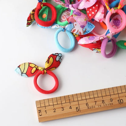 20Pcs Cute Small Rabbit Ear Hair Bands Girl Rubber Band Elastic Band Baby Headwear Korean Children Hair Accessories Ornaments