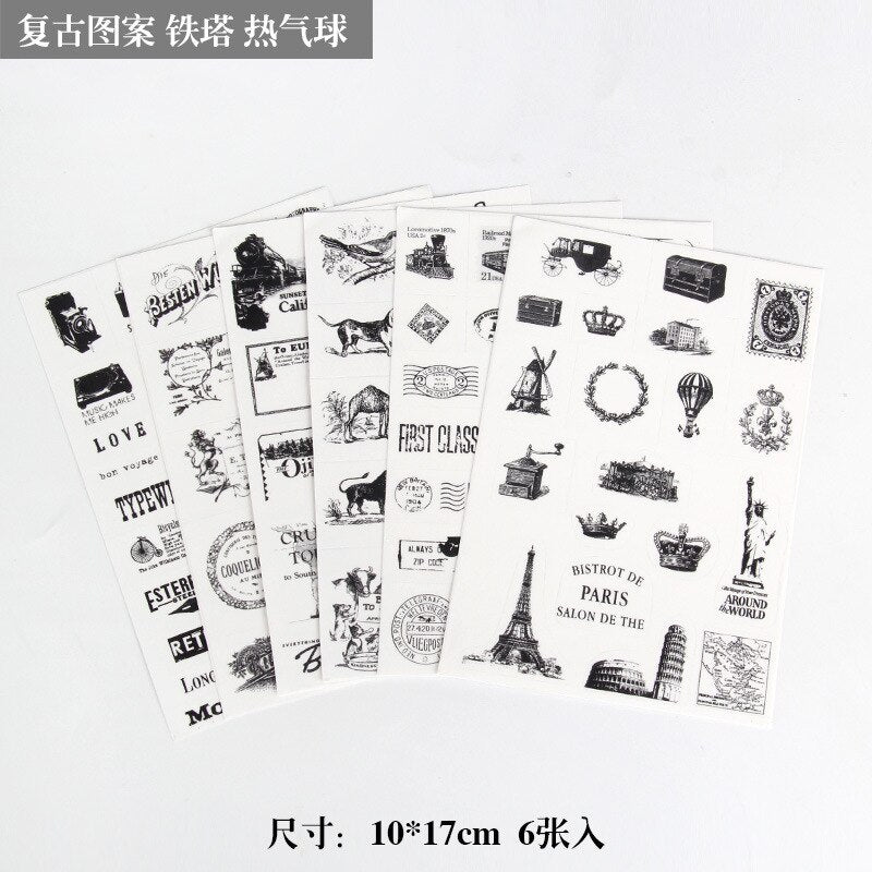 6pcs/lot  Waterproof Cartoon Cute Transparent Diy Decoration Stickers Korea Hand Account Stickers Kawaii Plastic Cup Stickers