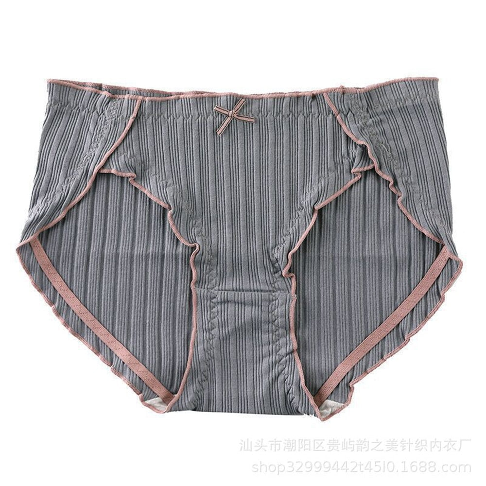 Ladies Cotton Underwear Panties Girls Seamless Antibacterial Crotch Breathable Briefs Mid-waist Plus Size Women's Panties