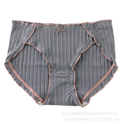 Ladies Cotton Underwear Panties Girls Seamless Antibacterial Crotch Breathable Briefs Mid-waist Plus Size Women's Panties