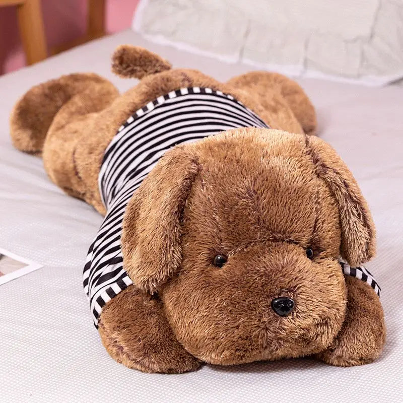 Giant Plush Toy Big Sleeping Dog Stuffed Striped T-shirt Puppy Dog Soft Animal Toy Soft Pillow Baby Girls Birthday Gift