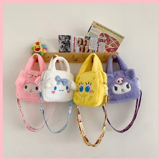 Kuromi Shoulder Bags Kawaii Sanrio BagS Cinnamoroll My Melody Plush Backpack Messenger Bag For Women Storage Bags Birthday Gifts