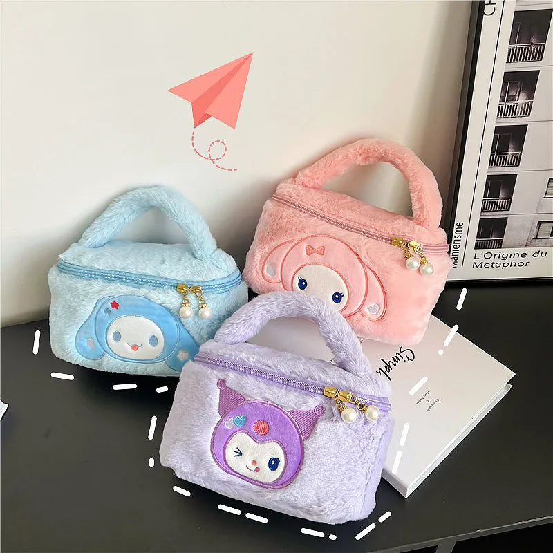 Sanrio My Melody Plush Bag Kawaii Cartoon Anime Handbag Kuromi Tote Cosmetics Bags Cinnamoroll Sundries Storage Case Girls Gifts