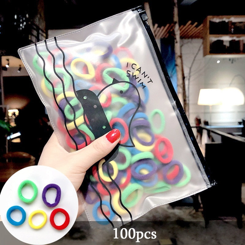 20/50Pcs/Set Girls Colorful Nylon Small Elastic Hair Bands Kids Cute Bow Hair Bands Ponytail Holder Headband Hair Accessories