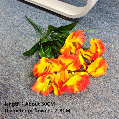 Artificial Pansy Flowers artificial flowers 10 Inch Silk Fake Butterfly Orchid Flower Home office Wedding Decoration
