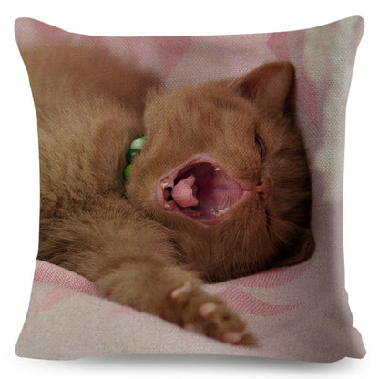 Home Decor British Shorthair Russian Blue Cushion Cover Cute Cat Pet Animal Pillowcase Sofa Polyester Pillowcase 45x45cm