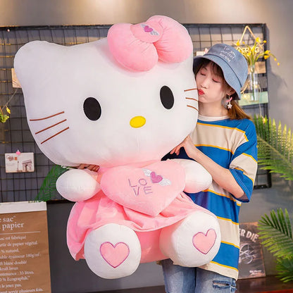 GIANT Hello Kitty Plush Toy Big Heart KT Stuffed Animal Love Sanrio Plushies Cute Kawaii Pink Large Soft Doll Girls Christmas Girlfriend Wife Valentines Day Gifts