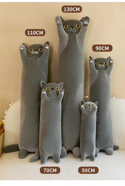 Long Cat Pillow Buddy 130cm Kitten Giant Stuffed Animal Kitty Plushies Black White Big Koala Panda Soft Squishy Bed Sofa Cushion Home Decor Birthday Girl Gifts