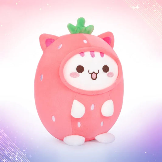 Kawaii Frog Cat Plush Toys Strawberry Cat Stuffed Animal Squishy Shark Pig Plushies Cute Dress-Up Throw Pillow Buddy Panda Dog Fox Soft Doll