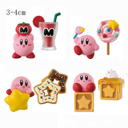 4-8pcs Anime Games Kirby Action Figures Toys Pink Cartoon Kawaii Kirby PVC Cute Figure Action Toy Christmas Gift for Children