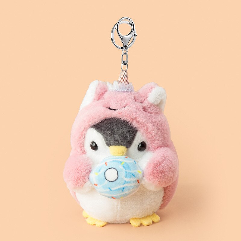 Kawaii Plush Keychain Bag Charm Cartoon Cute Mini Penguin Stuffed Animal Plushies Soft Doll Car Trinket Key Chain Women Girls Keyring Kids Birthday Gifts