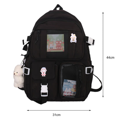 Japanese Girls Aesthetic Backpack Cute School Bags For Student Teens Girls Pockets Kawaii Women Laptop Backpack Harajuku Mochila