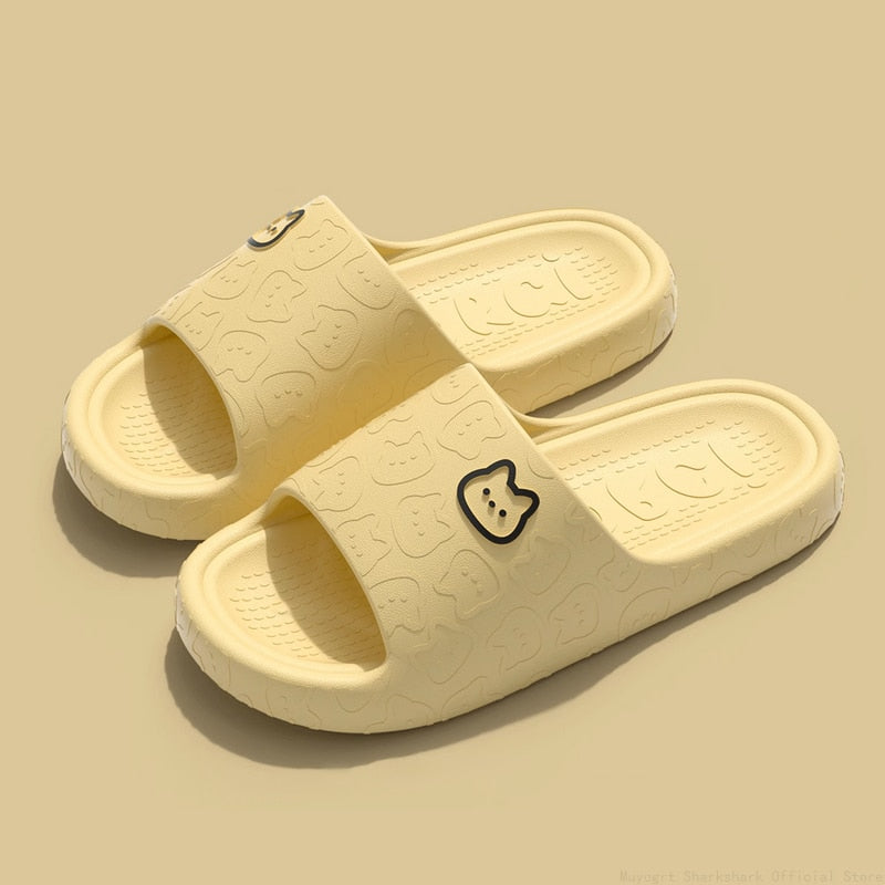 Cute Cat Print Women Slippers Home Indoor Slides Men Women Flat Slippers Cartoon Non-Slip Outdoor Beach Slides Shoes Shower