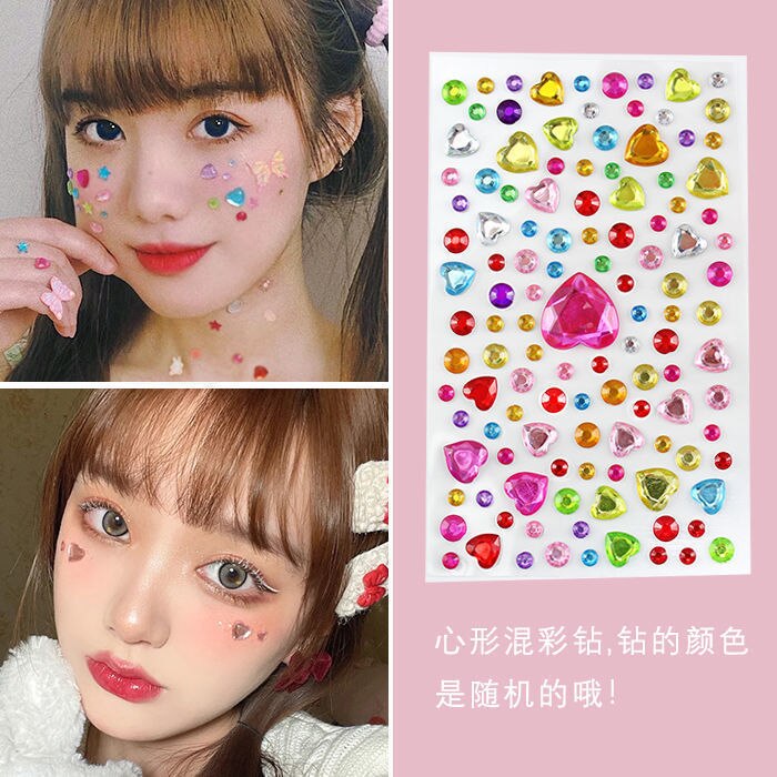 Disposable Tattoo Stickers 3D Face Jewelry Crystal Diamond DIY Eyes Face Body Rhinestones Waterproof Makeup Art Party Decoration