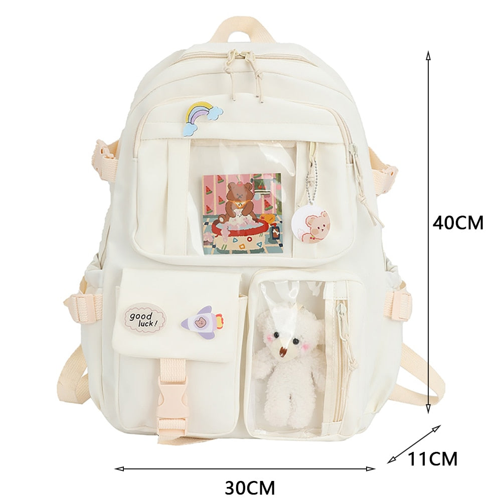 Japanese Girls Aesthetic Backpack Cute School Bags For Student Teens Girls Pockets Kawaii Women Laptop Backpack Harajuku Mochila