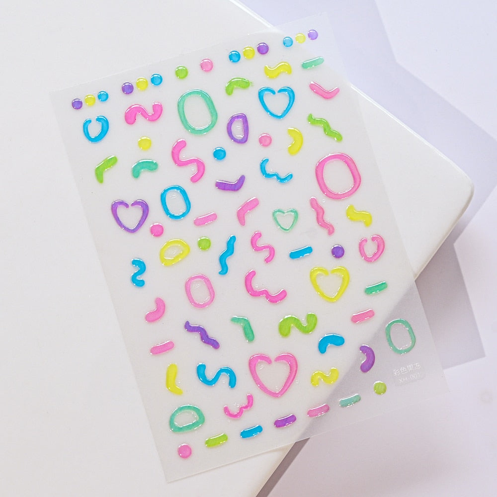 1Sheet Korean White Cloud Blue Nail Art Sticker 3D Star Moon Decal Pure Twilight Self-adhesive Manicure Slider Accessories RE#53
