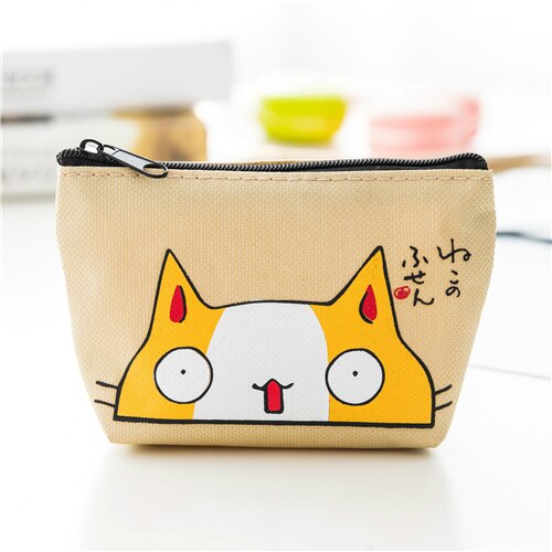 Canvas Cotton Coin Bag Pure Zipper Cartoon Cute Cat Coin Key Bag Money Pocket Women Men Coin Purse Small Wallet Kid