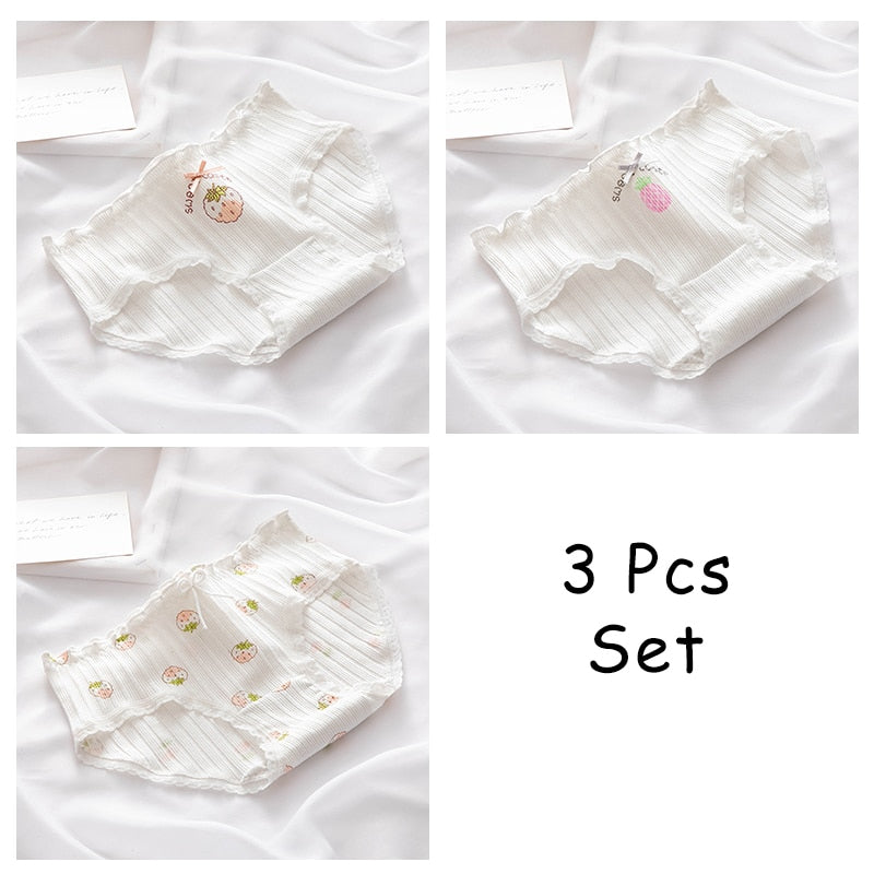 WONTIVE 1pc 3pcs set Cute Panties with Bow Knot Womens Cotton Panties Pink Lolita Japanese Panty Underwear For Women Girl Briefs