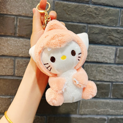 13cm Cute Shark Cat Stuffed Animal Fried Shrimp Cat Plush Doll Plushies Pendant Dolls Beautiful Room Car Bag Decoration Pendant Christmas Gifts Keychain