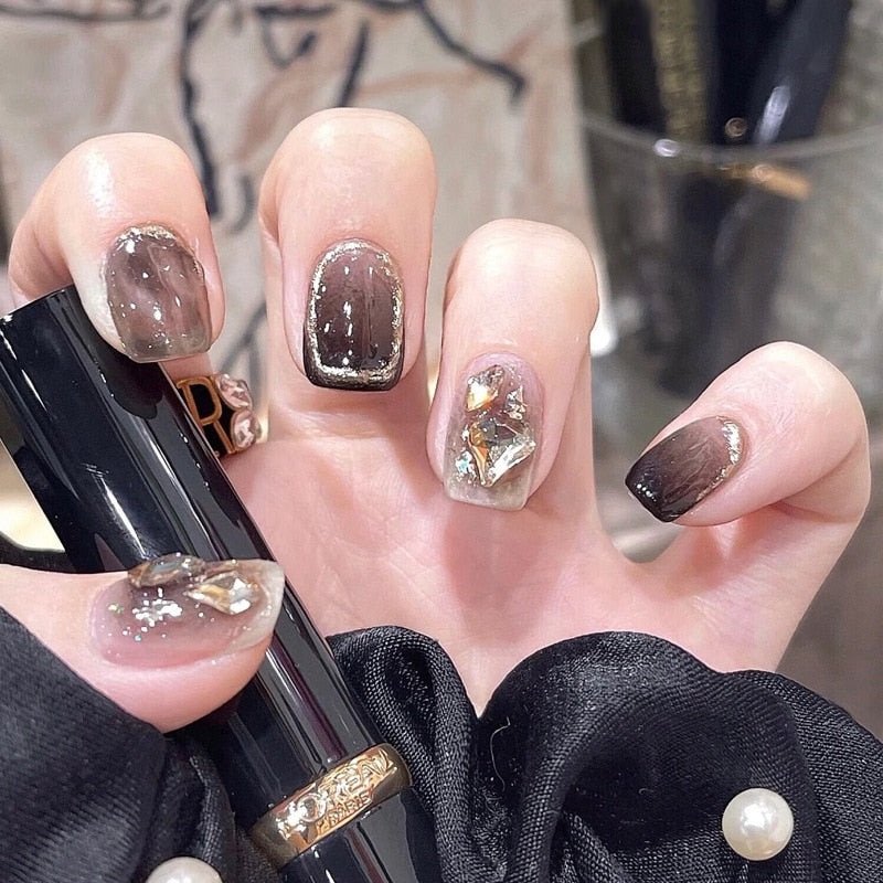 24pcs Wearable Pink Press On Fake Nails Tips With Glue false nails design Butterfly Lovely Girl false nails With Wearing Tools