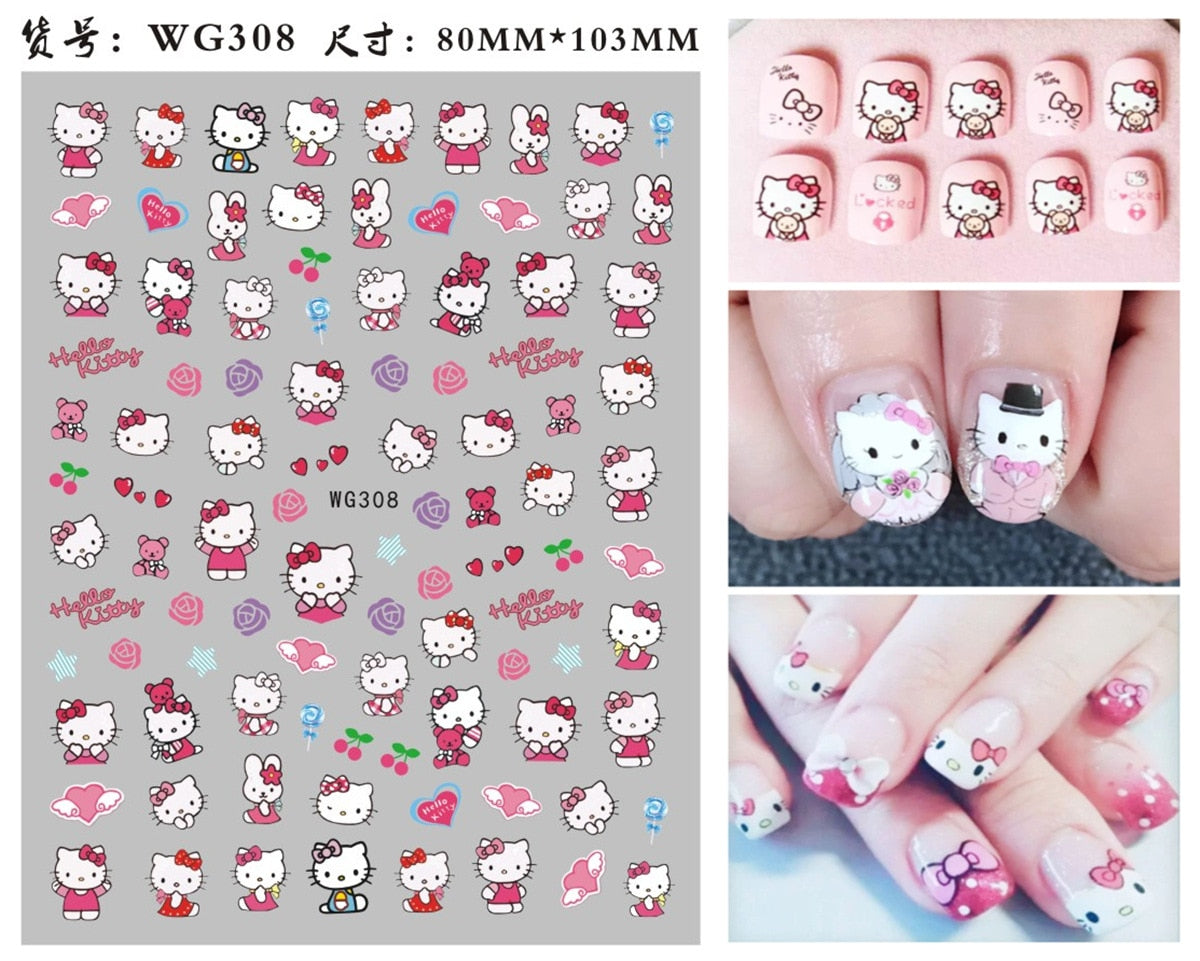 Cute Anime Character Series Nail Stickers Nail Art Supplies Disney Mickey Stitch Donald Duck 3D Stickers Nail Art Decorations