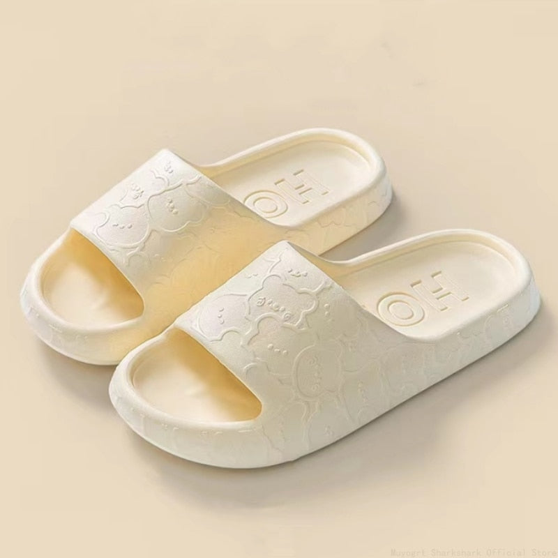 Cute Cat Print Women Slippers Home Indoor Slides Men Women Flat Slippers Cartoon Non-Slip Outdoor Beach Slides Shoes Shower
