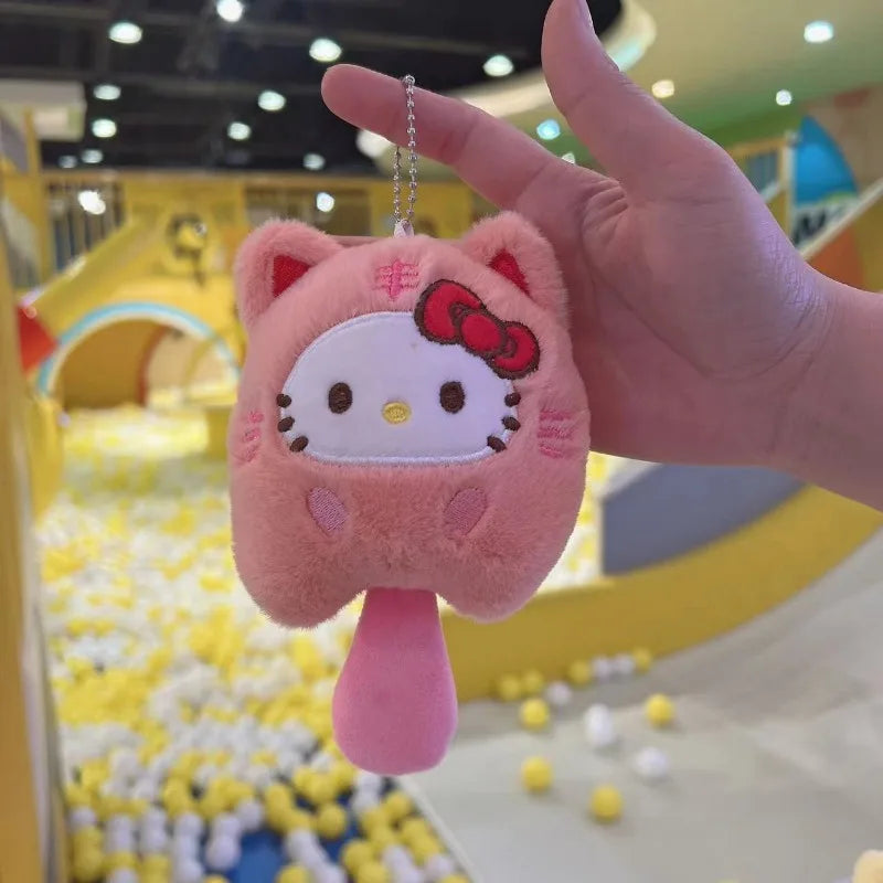 Sanrio Plush Keychain Hello Kitty Stuffed Animals Kuromi Plushies Toy My Melody Cinnamoroll Pochacco Pompompurin Badtz-Maru Hangyodon Bag Charm Kids Gift