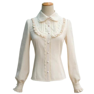 Victorian Era Regal Blouse Traditional Women's Lolita Fashion Bows & Ruffles