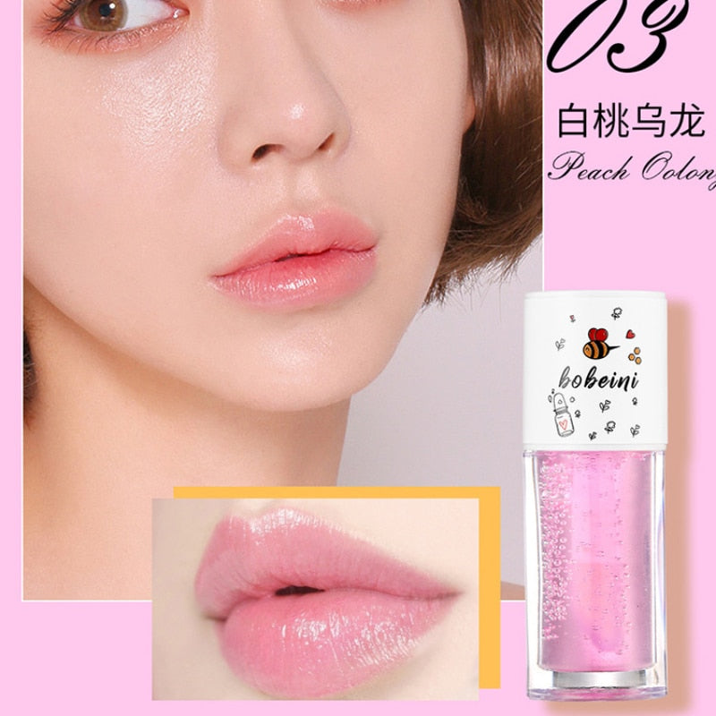 Peach Milk Honey Lip Oil Relieves Dry Moisturizing Lip Gloss Fades Lip Lines Water Light Lips Big Brush Head Korean Cute Makeup