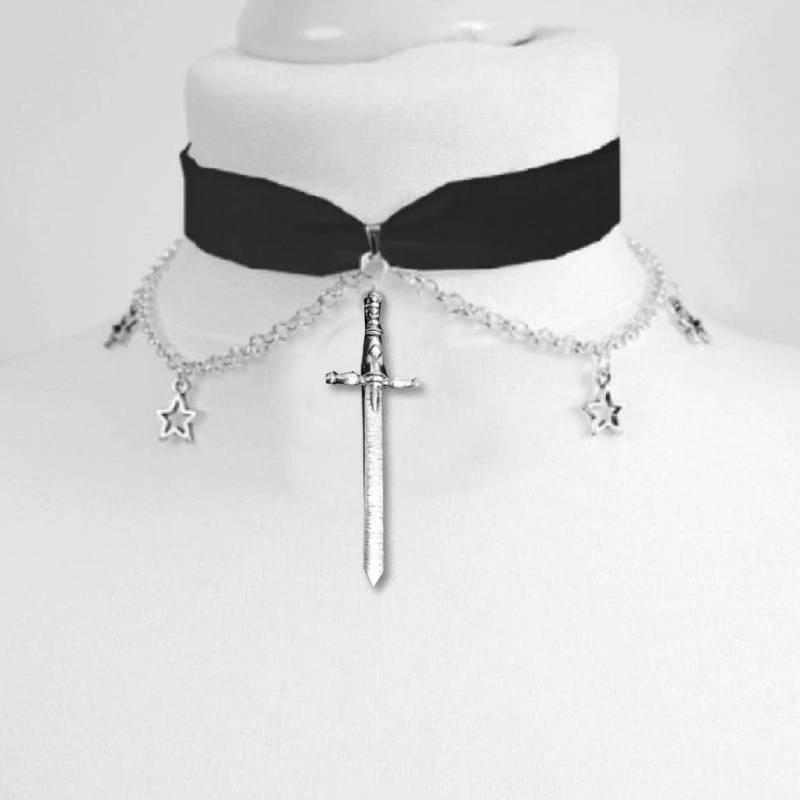 Velvet moon  stars choker Moon And Stars Chain Choker Kawaii Pastel Pink Velvet Chain fashion delicacy women