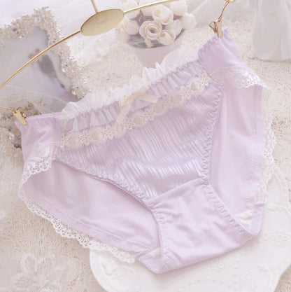 Cotton Ruffle Cute Lovely Sweety Girl Panties Bow Japanese Princess Style High Elasticity Breathable Women Underwear Breifs