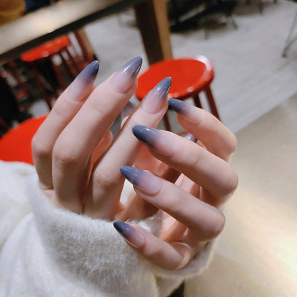 24PCS/box Mid-length  stiletto nail tips Gradients wear full cover paragraph fashion Manicure patch false fingernails for girls