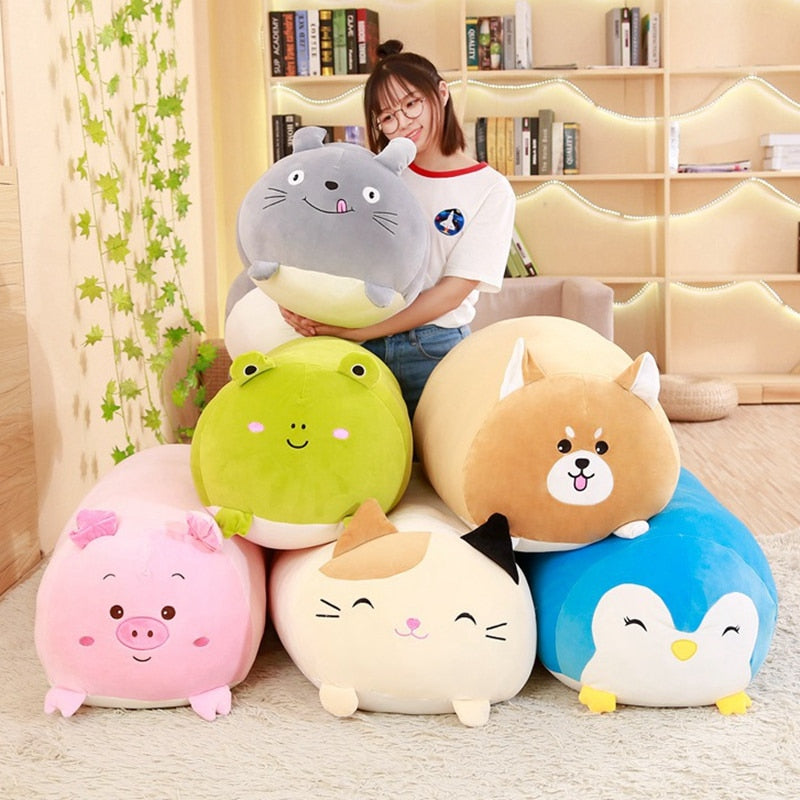 Hot 20/28cm Soft Animals Cartoon Cat Pillows Cushion Lovely Rabbit Stuffed Dog Totoro Penguin Pig Frog Plush Toy Birthyday Gift