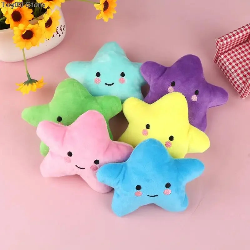 Dog Squeaky Toy Colorful Star Plushies Cute Dog Stuffed Animal Soft Doll Squeak Chew Toys Pet Gift