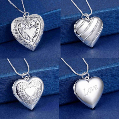 925hot sale Silver color Photo Frame Pendant Necklace Snake Chain For Woman Charm Wedding Fashion Jewelry ColorLN072