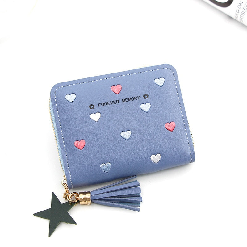 1PC Women Small Wallet Ladies Mini Tassel Wallet Cute Girl Short Zipper Lovely Pu Leather Coin Purse Female Hand Wallet Purse