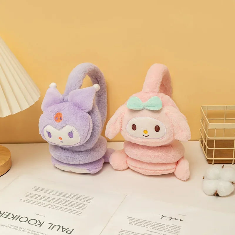 Sanrio Kuromi My Melody Cinnamoroll Earmuffs Soft Plush Winter Keep Warm Antifreeze Cartoon Kawaii Earmuffs Ear Bags Warm Ears