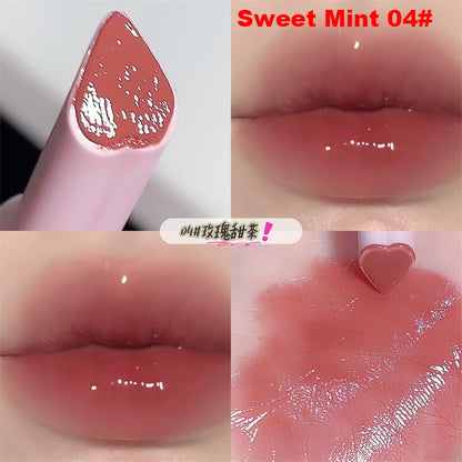 Jelly Mirror Lipstick Lip Gloss Non-stick Cup Mirror Lip Tint Heart-shaped Lipstick Moisturizing Lipgloss Long-lasting Lipstick