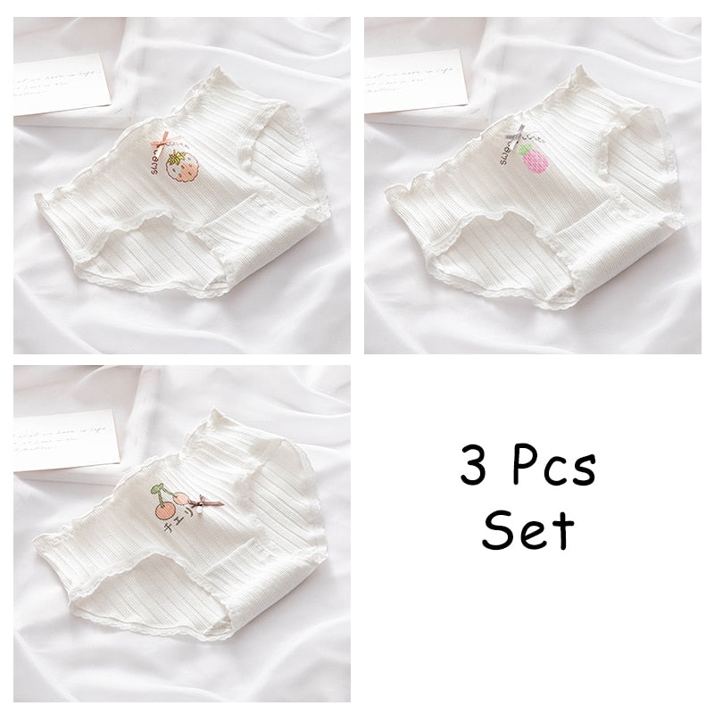 WONTIVE 1pc 3pcs set Cute Panties with Bow Knot Womens Cotton Panties Pink Lolita Japanese Panty Underwear For Women Girl Briefs