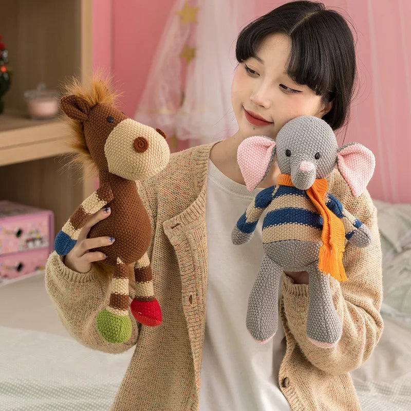 35cm Cute Teddy Bear Plush Toy Stuffed Animal Soft Knitted Deer Bunny Pig Appease Doll Toys for Kids Girls Birthday Gift