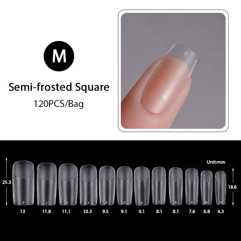 Press on Nails Coffin Nail Tips Clear Full Cover Fake Acrylic UV Gel Nails Extension System Oval Almond Sculpted False Nail Tips