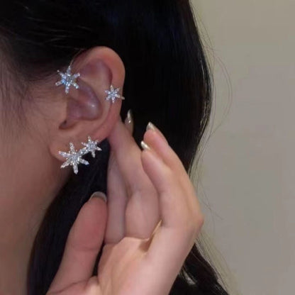 Korean Elf Butterfly Ear Cuff Without Piercing Clip Earrings for Women Elegant Sparkling Zircon Crystal Ear Clip Wedding Jewelry