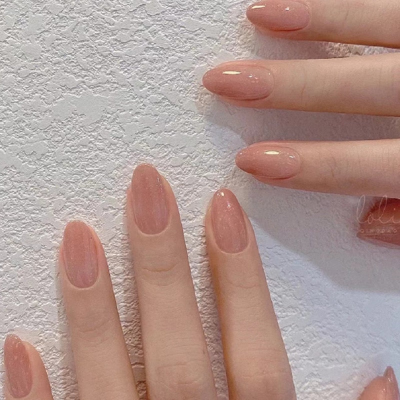 24pcs pink clouds design false nails with glue press on nails medium length acrylic nails coffin full cover nails tips supplies