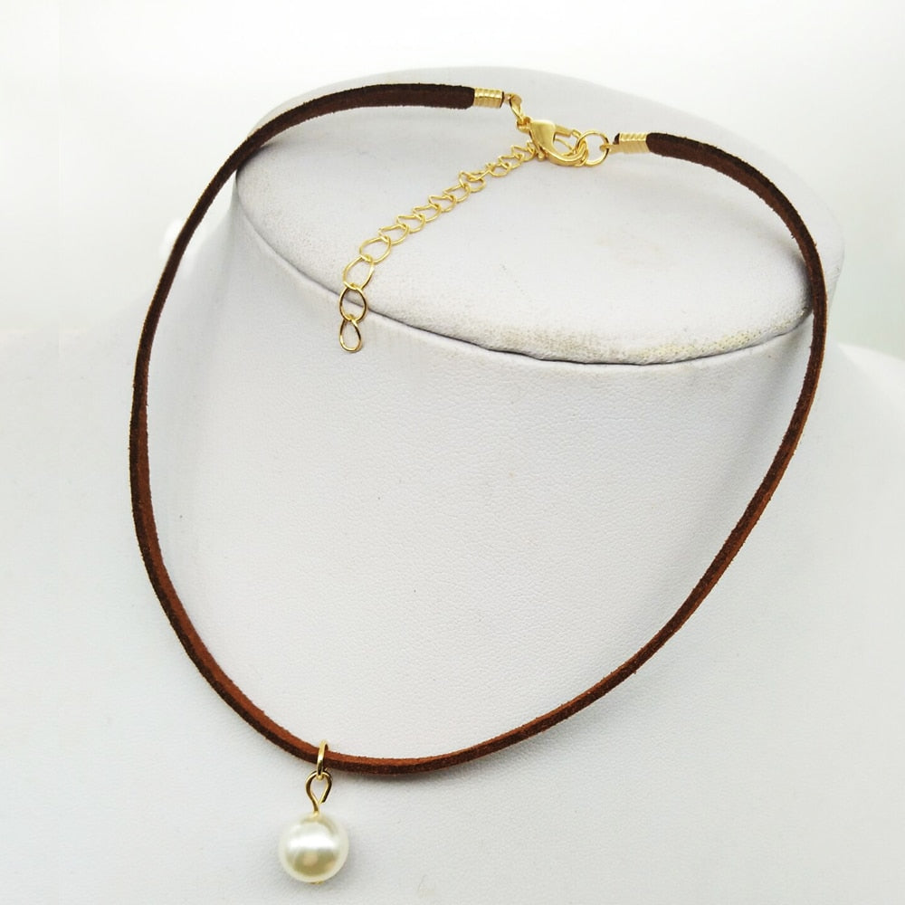 Poputton Rhinestone Chokers Necklaces for Women Jewelry Black Velvet Rope Chain Choker Necklace with Pendant Collier Femme