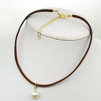Poputton Rhinestone Chokers Necklaces for Women Jewelry Black Velvet Rope Chain Choker Necklace with Pendant Collier Femme
