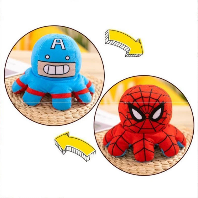 20cm New Marvel Avengers Soft Stuffed Hero Spiderman Captain America Iron Man flip octopus Plush Toys Christmas Gifts for Kids