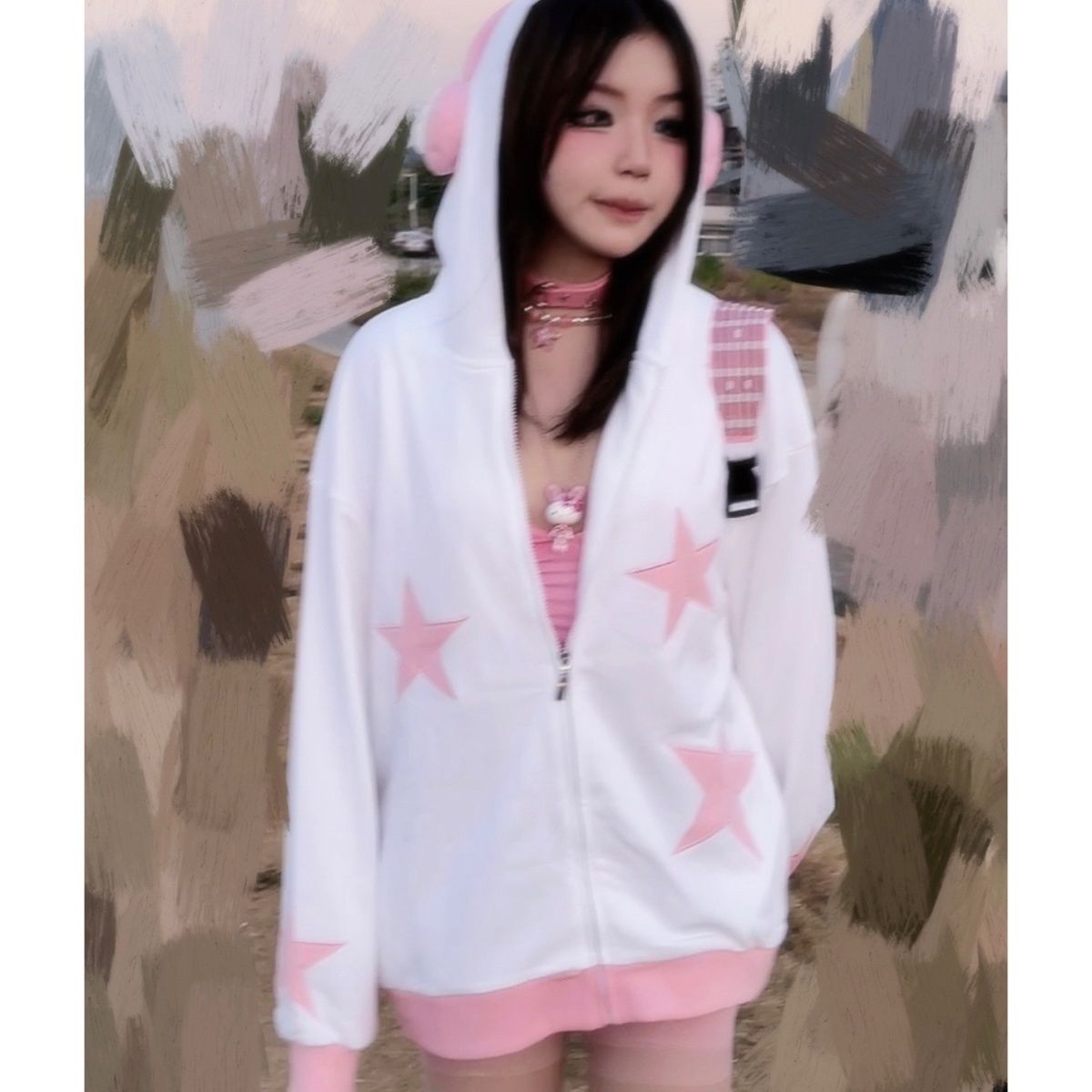 Y2k Clothes Kawaii Hoodies Women Thicked Casual Oversized Outwear Korean Fashion Zipper Jackets Hooded Sweatshirt Tops